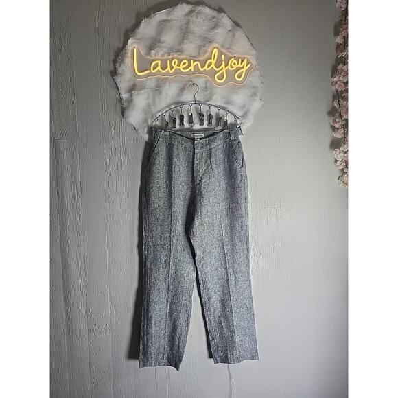 Coldwater Creek 100% Linen Pull On Pants Size 8P Gray Heather Lagenlook Women - Picture 1 of 7
